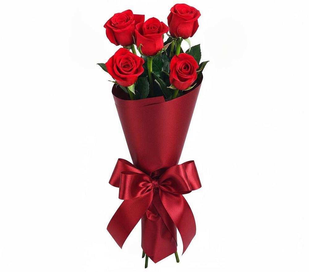 Букет 5 Красных роз Эдлесс Лав в Болотном