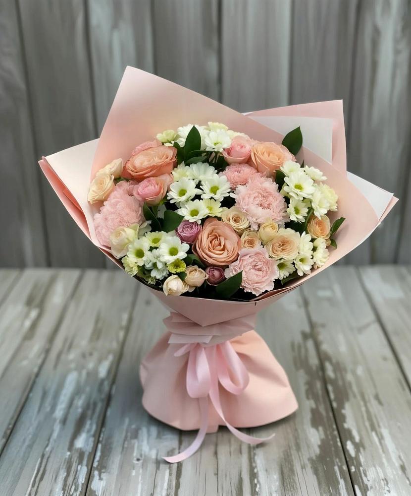 Букет цветов из: Гвоздики, Розы и Хризантемы в Болотном