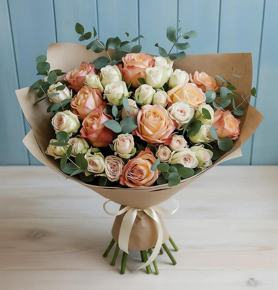 Букет цветов из: Альстромерии и Розы в Болотном