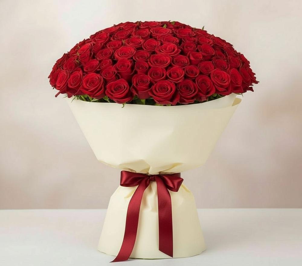 Букет 101 Красная роза Милано в Болотном