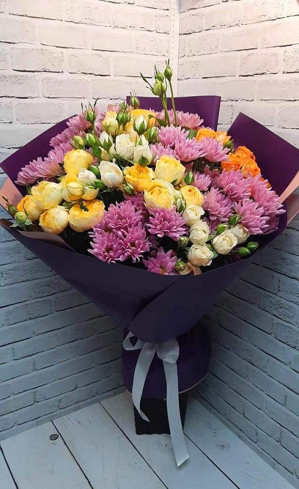 Букет цветов из: Хризантемы и Розы в Болотном