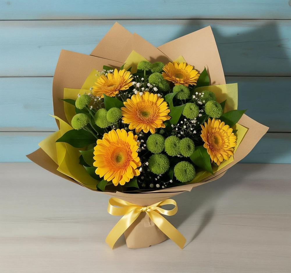 Букет цветов из: Герберы и Хризантемы в Болотном