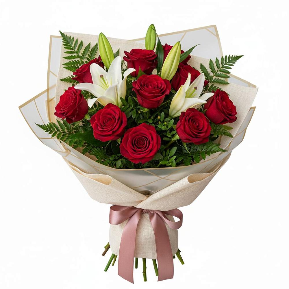 Букет цветов из: Лилии и Розы в Болотном