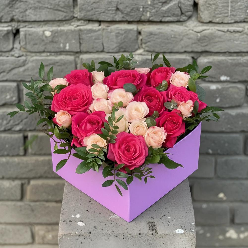Цветочная композиция из Розы в коробке в Болотном
