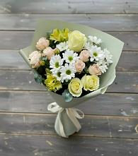 Букет цветов из:  Альстромерии, Розы и Хризантемы в Болотном