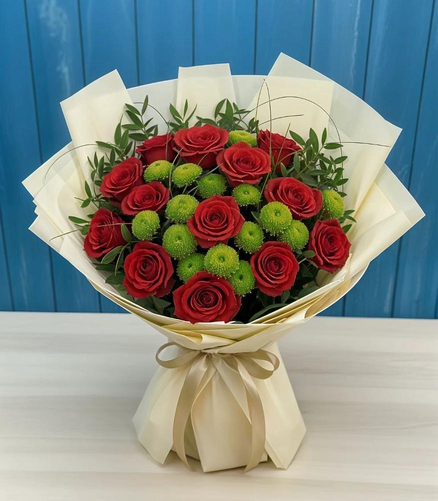 Букет цветов из: Розы и Хризантемы в Болотном